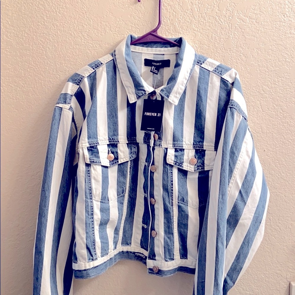 Striped jean jacket - NWT!